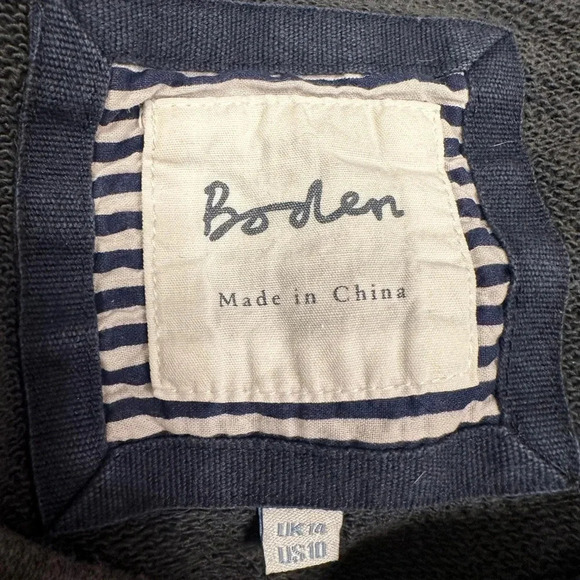 Boden Heathered Charcoal Grey Terry Pullover Sweatshirt Women’s Size 10 Medium - Picture 5 of 8